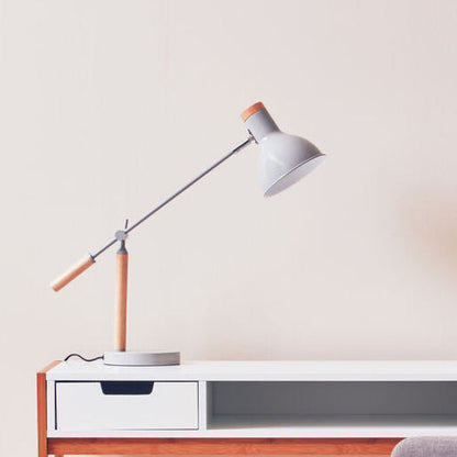 Matte Grey and Wood Adjustable Desk Lamp | Stockholm