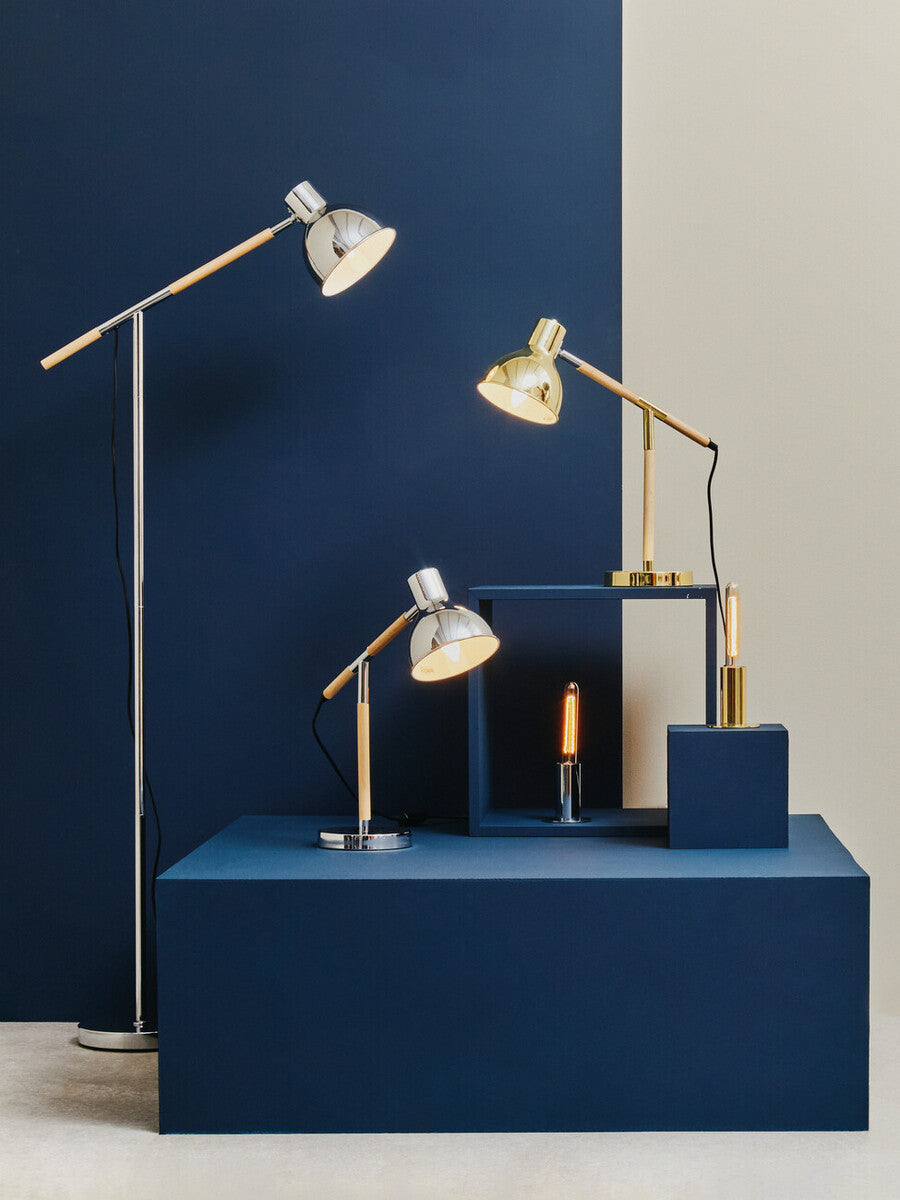 Stockholm Adjustable Desk Lamp in Shiny Brass Finish