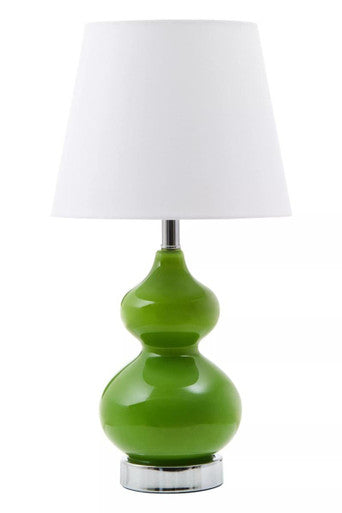 Heidy Green Glass Table Lamp With White Shade