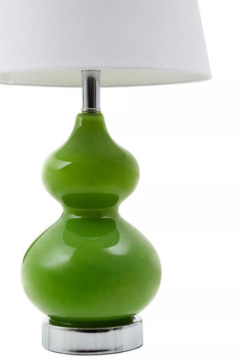Heidy Green Glass Table Lamp With White Shade