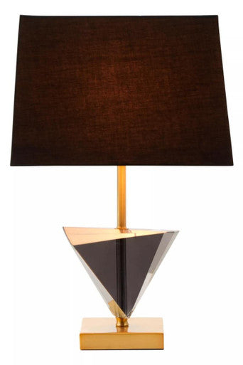 Halina Smoked Crystal Table Lamp with Gold Metal