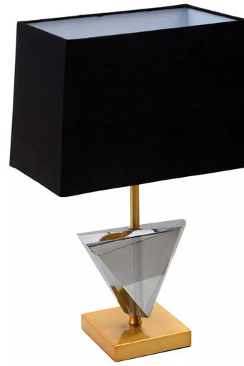 Halina Smoked Crystal Table Lamp with Gold Metal