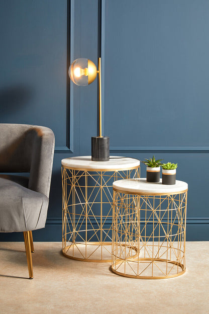 Revive Small Gold Finish Metal Table Lamp with Black Marble Base