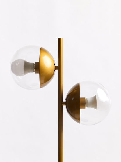 Revive Two Light Gold and Black Marble Table Lamp
