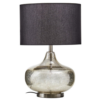 Luz Silver Glass with Black Shade Table Lamp