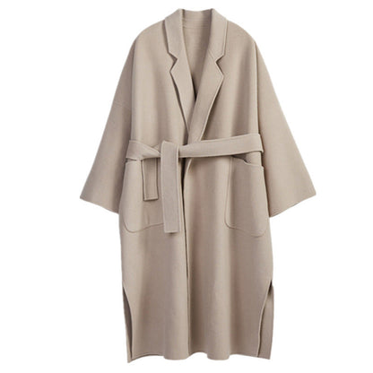 Winter new women's mid-length maple leaf red woolen coat
