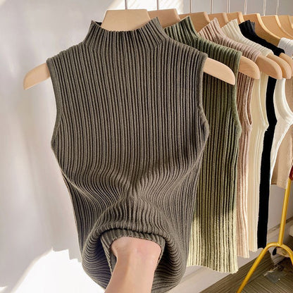 Women's Korean-style Half Turtleneck Knitted Inner Match Vest