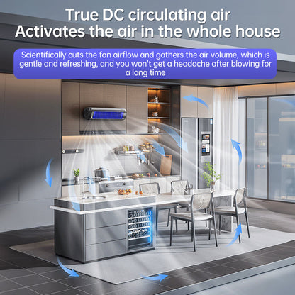 Wall-mounted AC fan: quiet, rechargeable, portable, cooling. For home, kitchen, bathroom – no drilling.