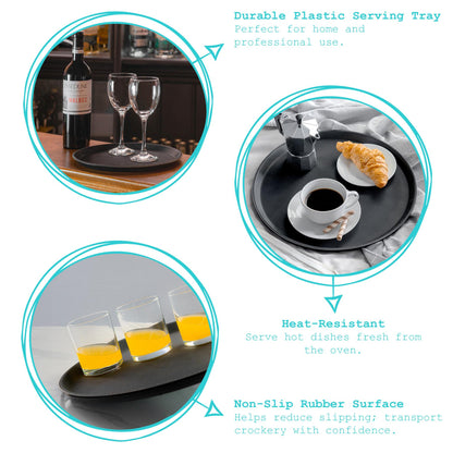 Black 45.5cm Round Non-Slip Serving Tray