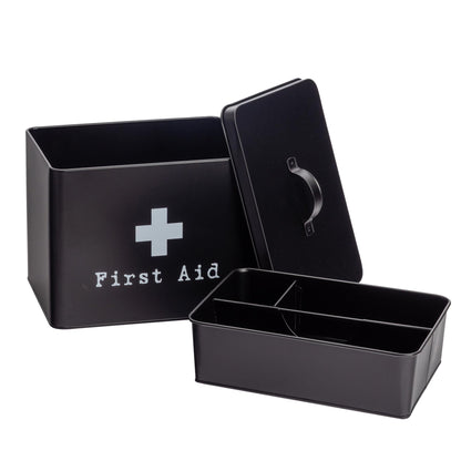 Large Black Vintage First Aid Tin