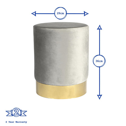 Round Velvet Footstool