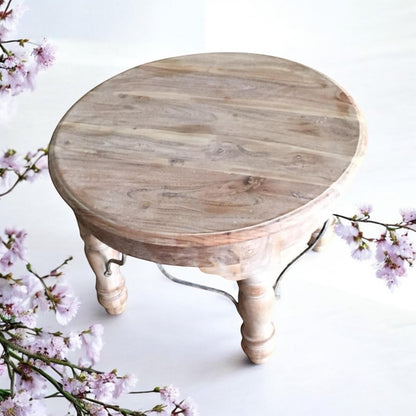 AcaciaHome Durable and Elegant Wooden Round Table - Classic Design, Sturdy Construction, Perfect for Dining, Living Room, or Kitchen Spaces - Adds Warmth and Style to Any Home Décor (Light brown)