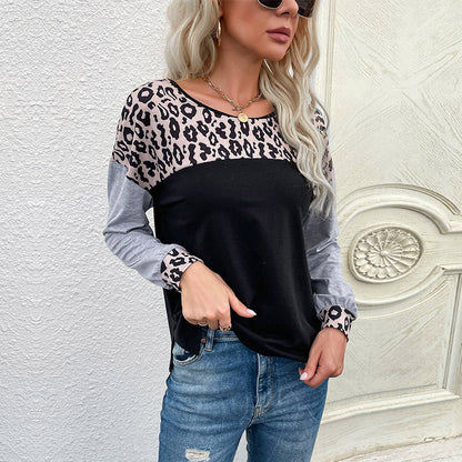 Women's Street Pullover Round Neck Patchwork Sweater