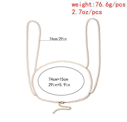 Temperament Imitation Pearl Handmade Strap Body Chain Women