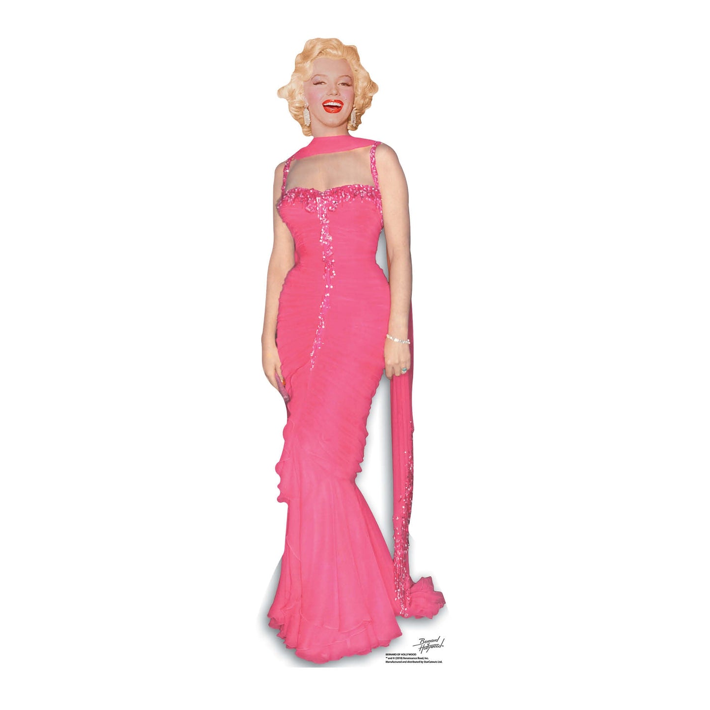 Marilyn Monroe Pink Evening Gown Cardboard Cut Out Height 181cm