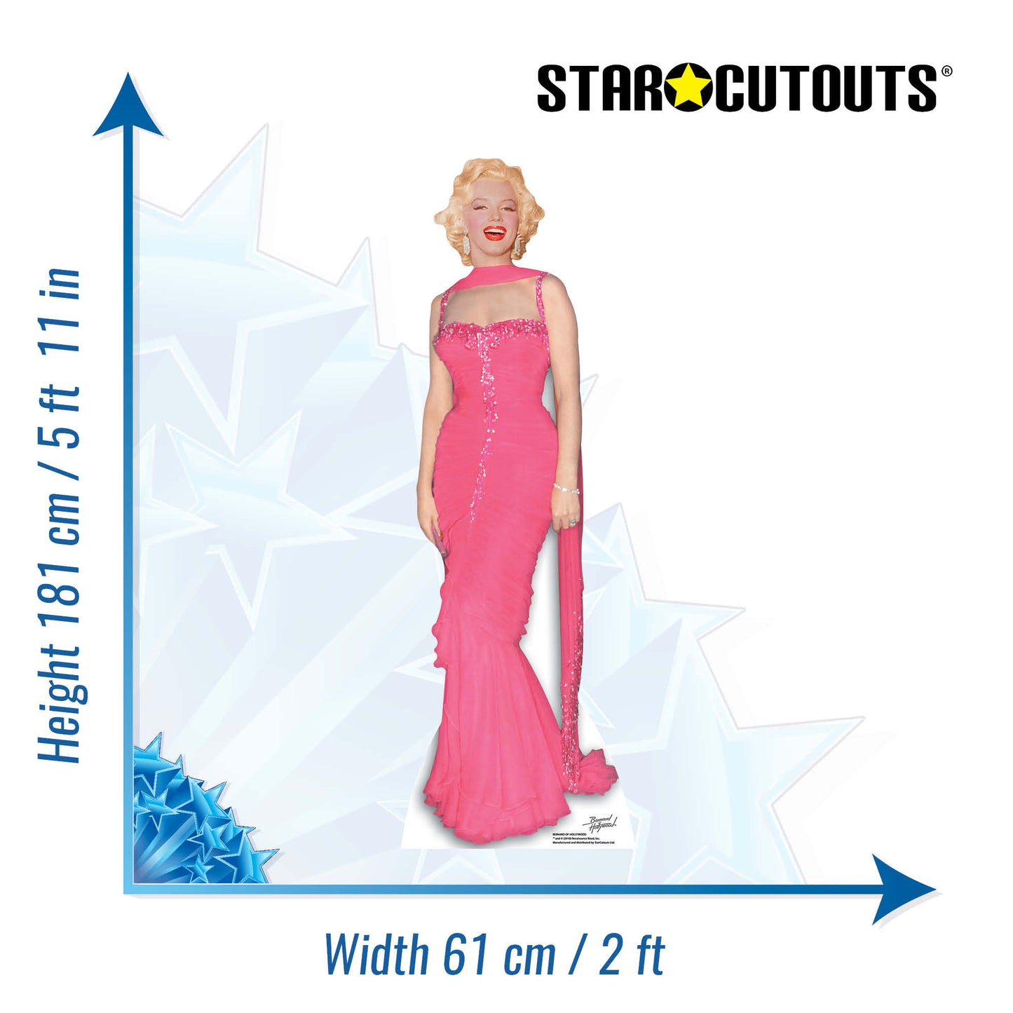 Marilyn Monroe Pink Evening Gown Cardboard Cut Out Height 181cm