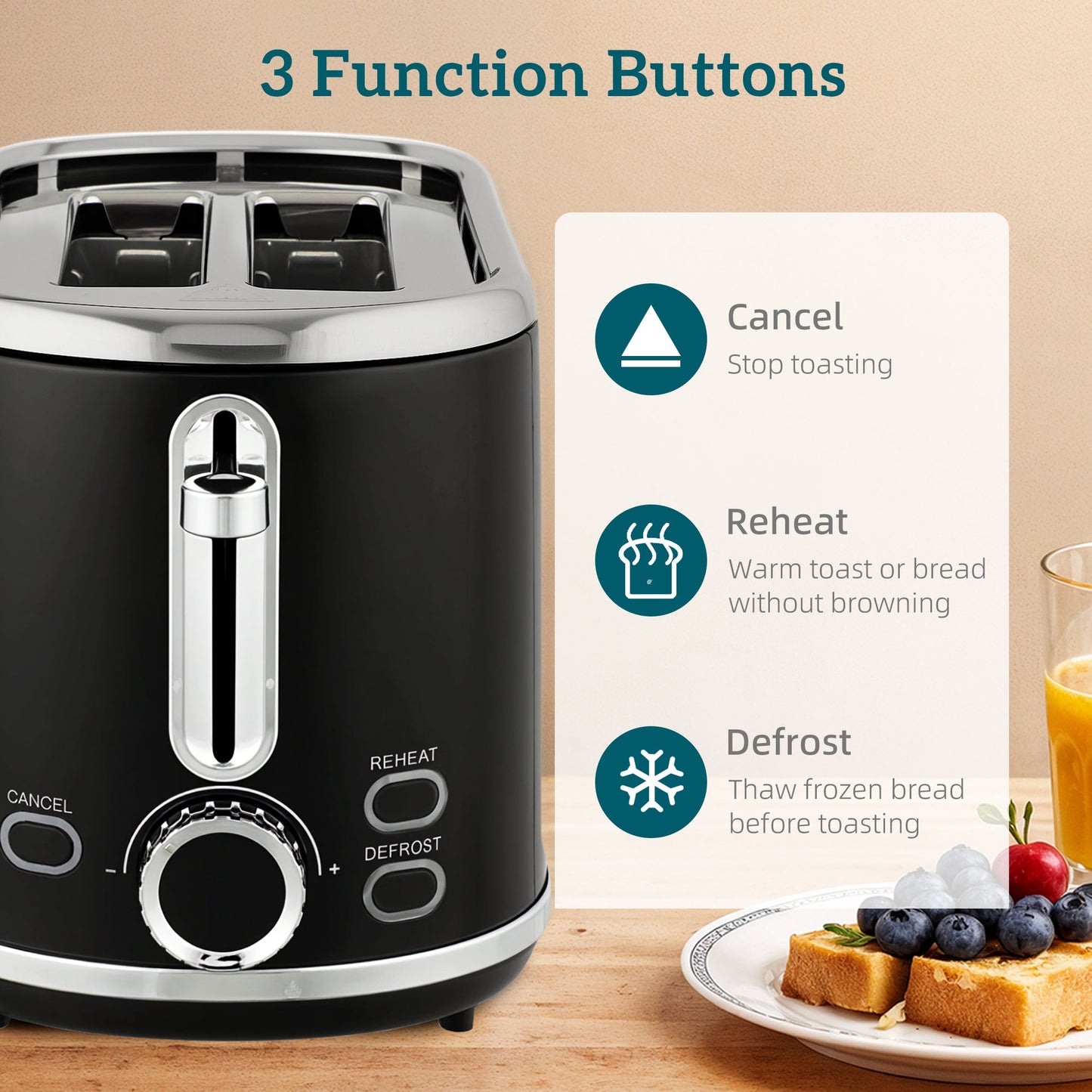 HOMCOM Polished Retro 40-100°C Kettle and Toaster Set - Black