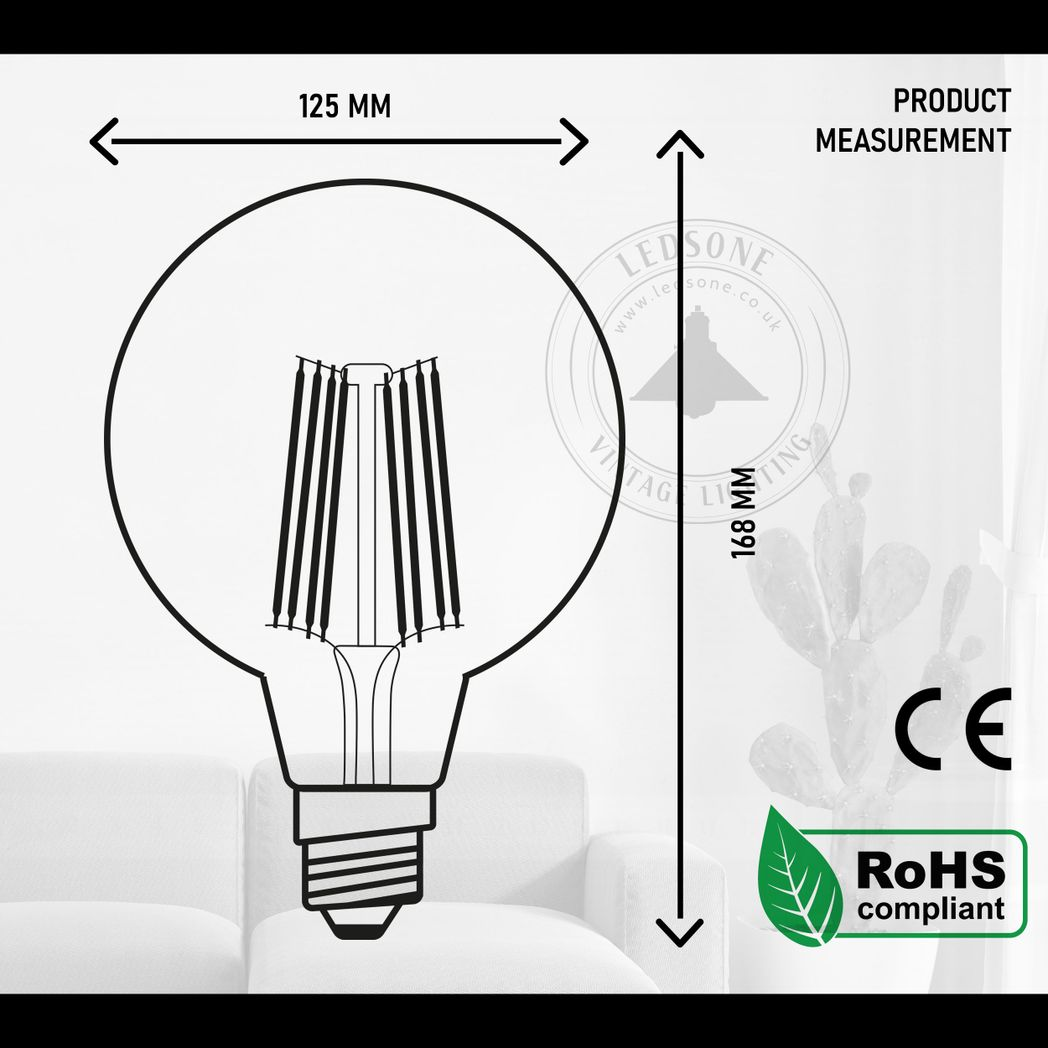 5 Pack E27 LED Edison Dimmable Vintage Amber Glass Warm white 2700K Light Bulbs