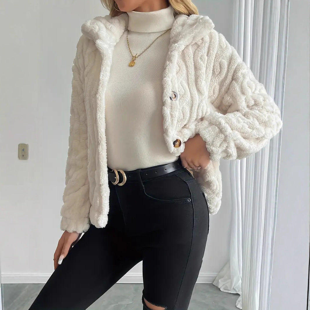 Women's Double-sided Plush Solid Color Short Coat