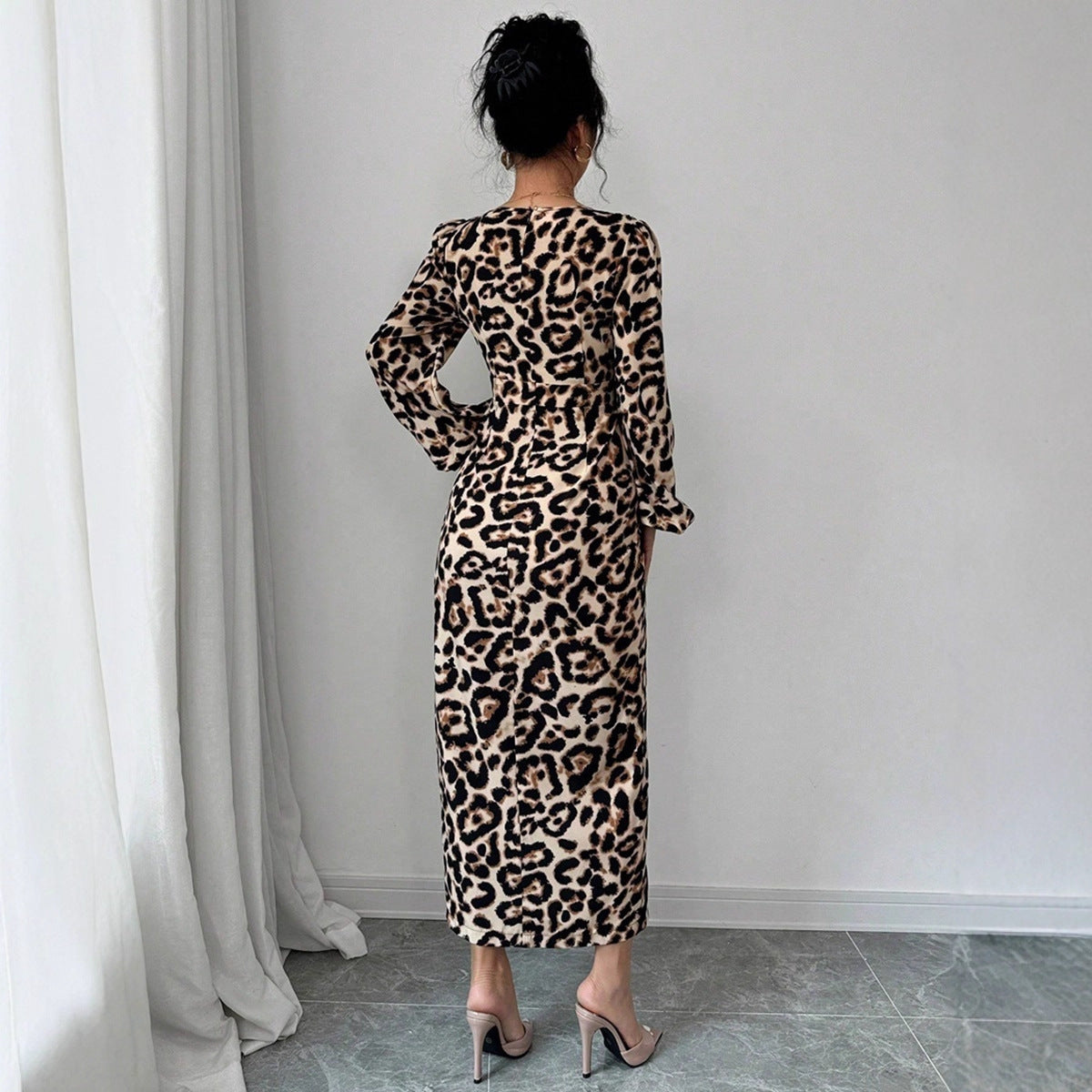 Women's Casual Loose Simple Leopard-Print Dress