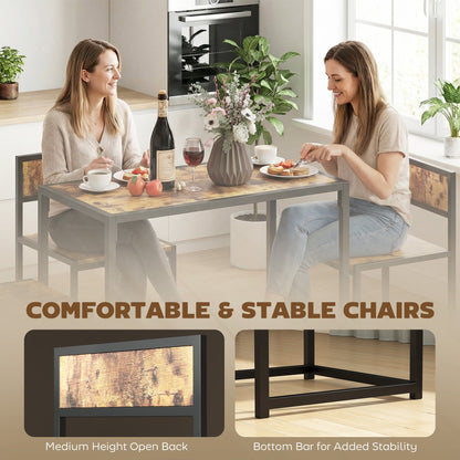 HOMCOM 3 Piece Table Stool Set - Rustic Brown