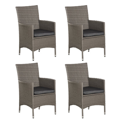 Outsunny Set of Four Rattan Armchairs, with Cushions - Grey