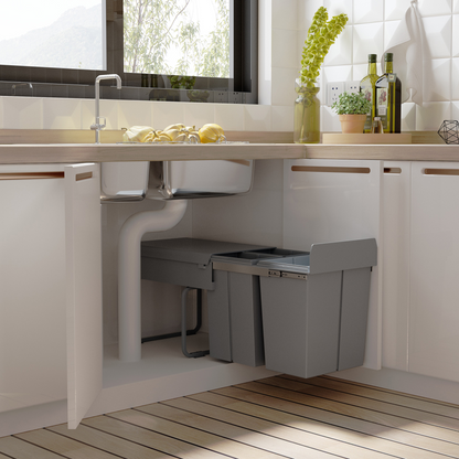 Recycle Waste Bin Pull Out Dustbin Recycling Cabinet  40L-Grey