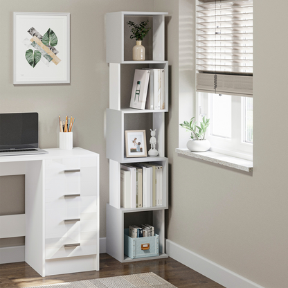 5-Tier Bookshelf, Freestanding Bookcase Storage Shelving Light Grey