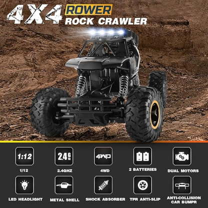 2025 NEW 4DRC 1:12 Rock Crawler Rechargeable Off Road Truck 4WD , Metal Shell LED Headlights RC Remote Control Off Road Car Truck,Logistics is randomly sent by UPS/USPS/FEDEX/Amazon Logistics/EVRI