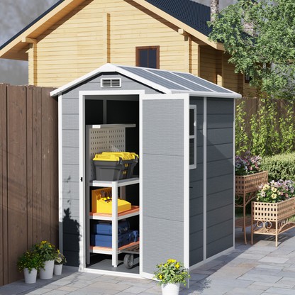Spacious Grey Tool Shed - Weatherproof & Secure Outdoor Storage