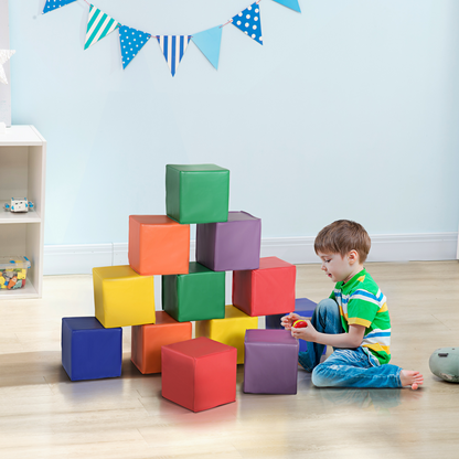12 Piece Kids Soft Play Blocks Soft Foam Toy Building Stacking Block HOMCOM