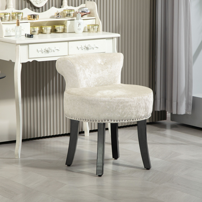 HOMCOM Dressing Table Stool Vanity Seat w/ Rubber Wood Legs Bedroom - Beige