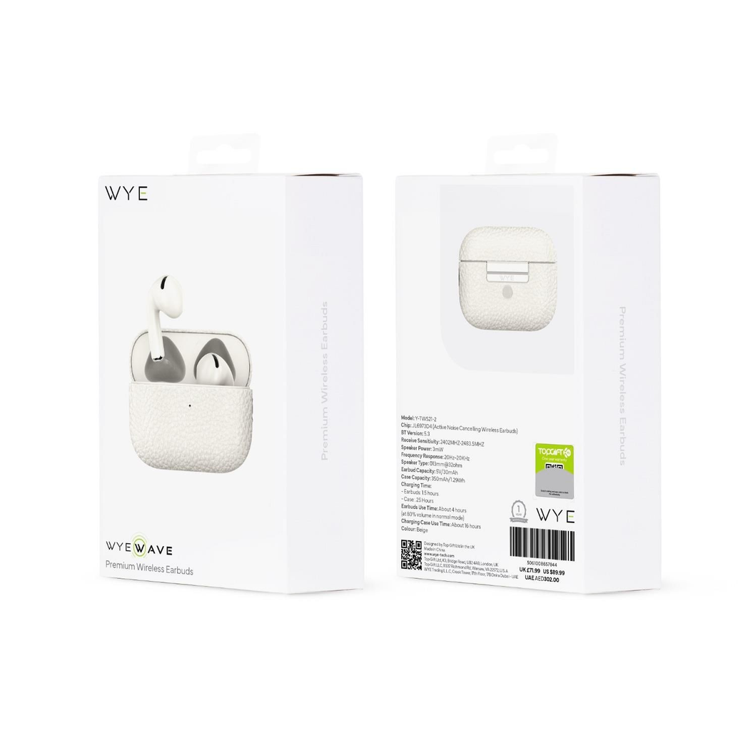 WYEWAVE Premium High Quality Wireless Earbuds With ANC - White