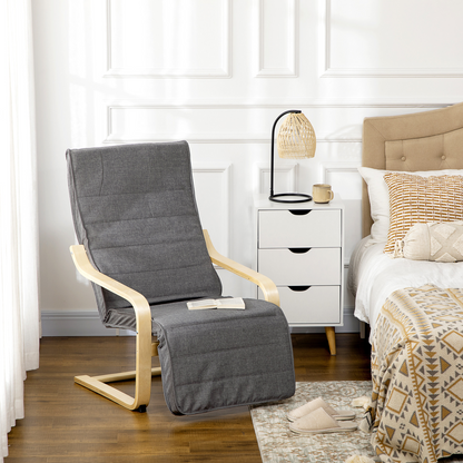Lounge Chair Recliner Adjustable Footrest Home Dark Grey