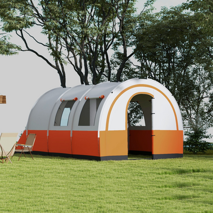 Outsunny Camping Tent, 3000mm Waterproof Family Tent for 5-6 Man, Cream/Orange