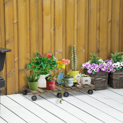 2 Pack Plant Stand with Wheels, Flowerpot Holder