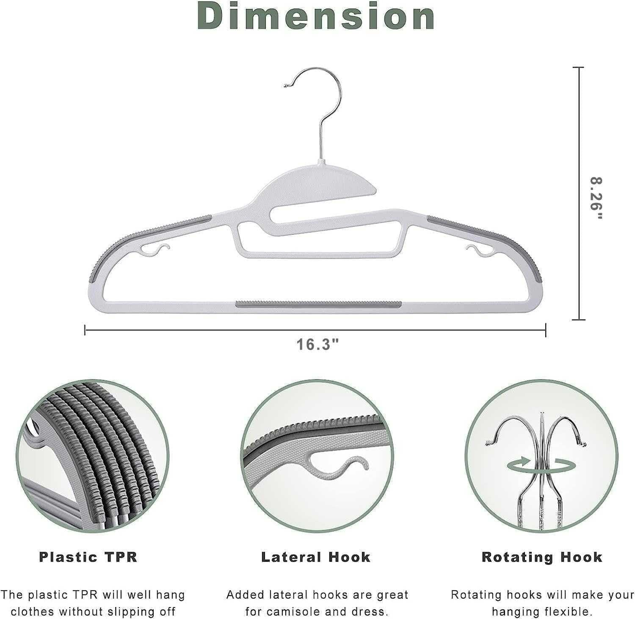 Belofay 50 Pack White Plastic Coat Hangers Non Slip Heavy Duty Adult Clothes