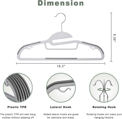 Belofay 50 Pack White Plastic Coat Hangers Non Slip Heavy Duty Adult Clothes