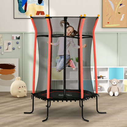 HOMCOM 5.4FT Kids Trampoline With Enclosure Indoor Outdoor for 3-10 Years Red