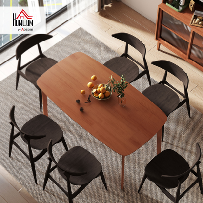 HOMCOM 150 cm Rectangular Dining Table with Solid Wood Frame, Light Brown