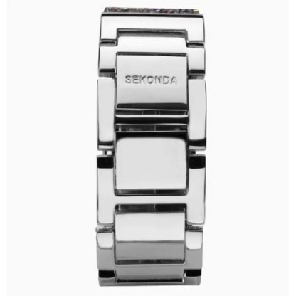 Sekonda Seksy Ladies Bling Rectangular Purple Dial & Purple stone Stainless Steel Bracelet Strap Watch