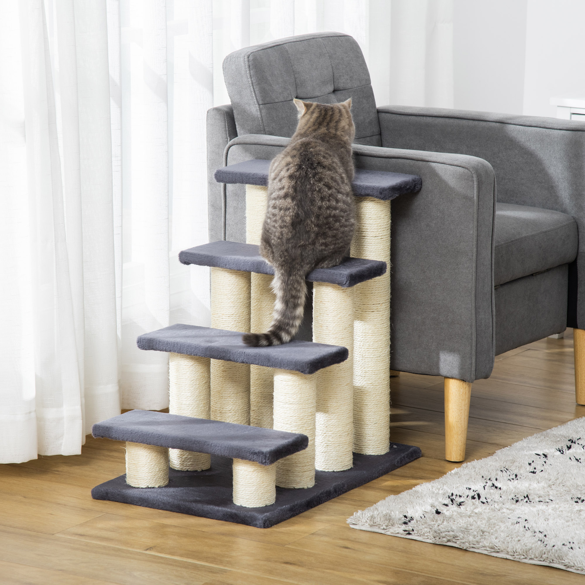 Pet Stair Dog Cat Step Ladder Climb Plush Soft Comfort Particle Board