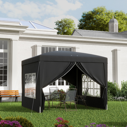 3mx3m Pop Up Gazebo Party Tent Canopy Marquee with Storage Bag Black