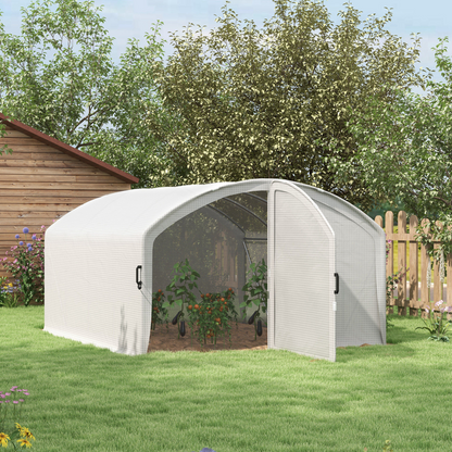 Outsunny 4 x 3 x 2m Polytunnel Greenhouse with Door, UV-resistant PE Cover