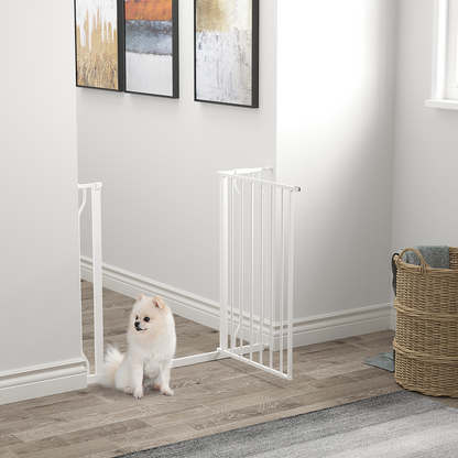 PawHut Dog Gate Wide Stair Gate with Door Pressure Fit, 75-95W cm, White