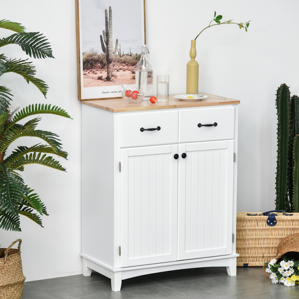 Simple Kitchen Cupboard Storage Cabinet w/ Drawer Living & Dining Room