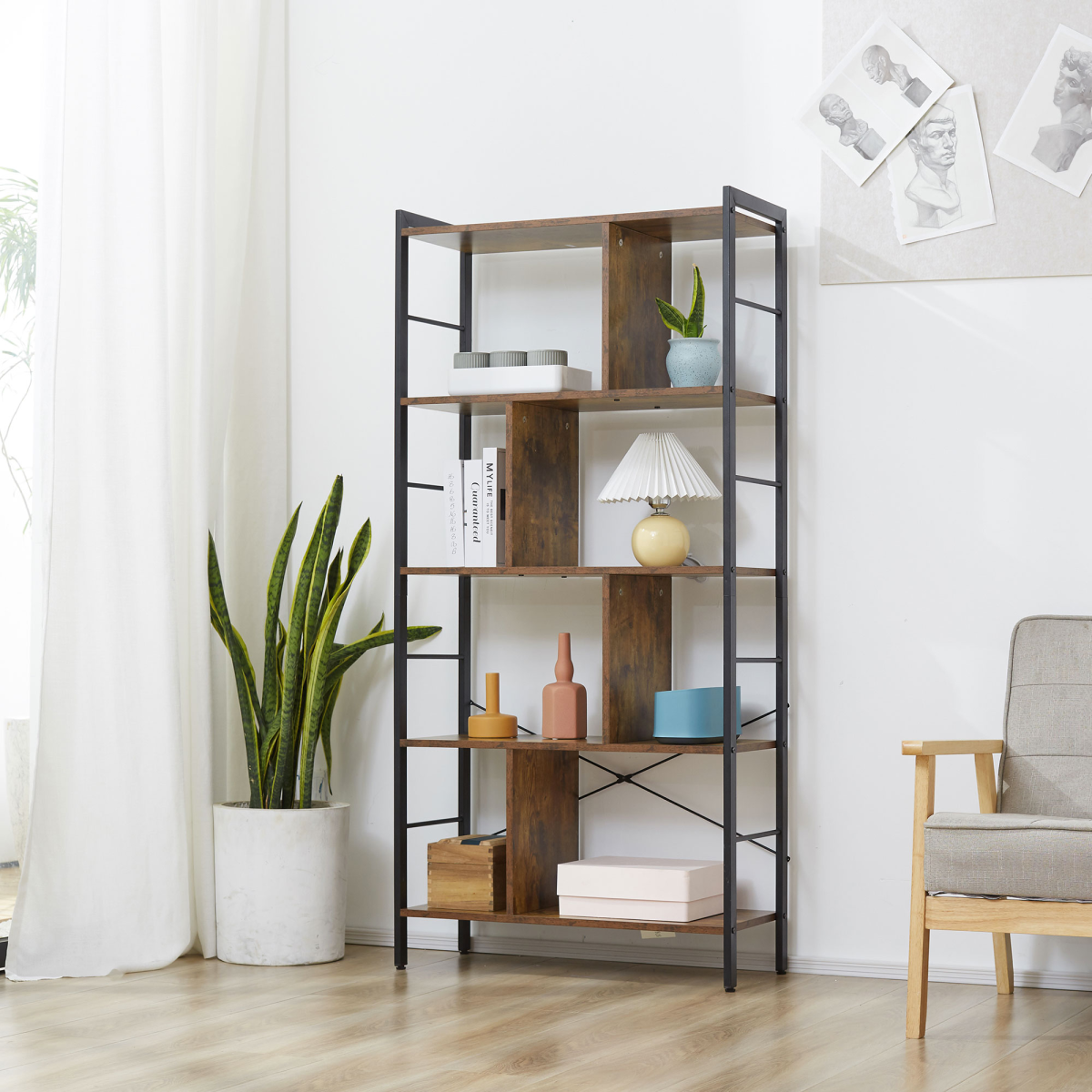 Industrial Storage Shelf Bookcase Closet Floor Standing Display Rack