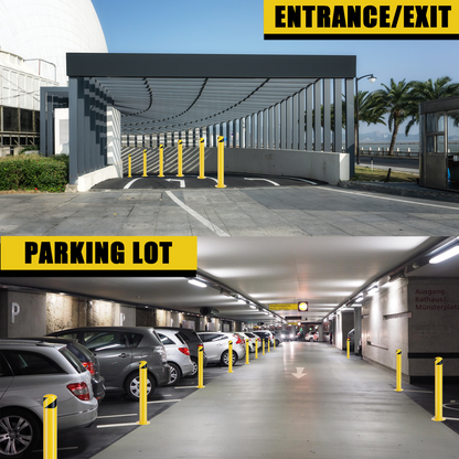Parking Bollard Post, 36inch Bollards Steel, 4.5 Inch Diameter Bollard Covers, Yellow Powder Coated Safety Parking Barrier Post, for Traffic Sensitive Areas