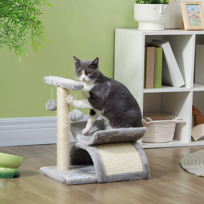 Cat Tree Plush Scratcher Activity Play Center Tunnel Dangling Ball