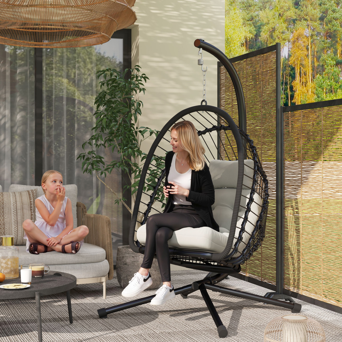 Durable Powder Coated Steel Frame Garden Storage Basket & Seat